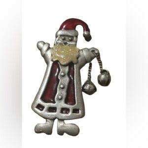 TC Festive Santa Brooch - Red and Silver